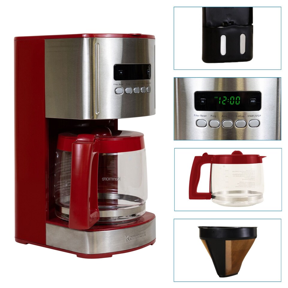 image 1 of Kenmore Aroma Control Programmable 12-cup Coffee Maker, Red/Stainless