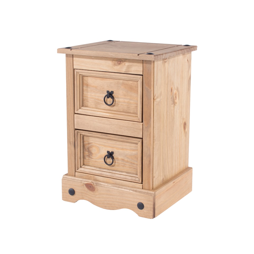 image 1 of Corona Premium 2 Drawer Petite Bedside Cabinet - Shaker-Style Nightstand with Dovetail Drawers | Brown | Antique Waxed Pine | One Size | 1