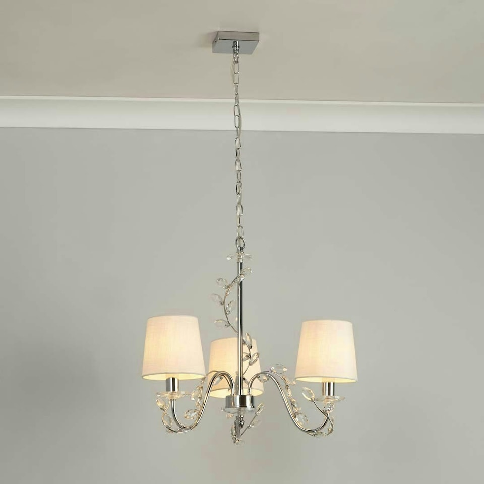 image 1 of Rosie 3 Light Chrome & Clear Glass Trim Shaded Chandelier