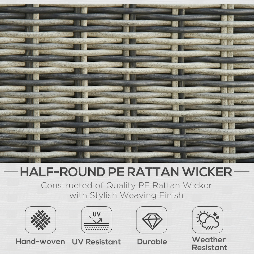 image 1 of Outsunny 5 Pcs Rattan Garden Furniture Set Single Sofa Stool Coffee Table Grey