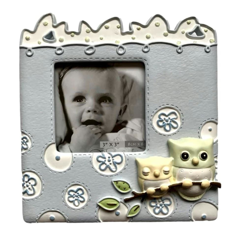 image 1 of Baby Owl Series Boys Blue Small Photo Frame - 3"x3" Picture