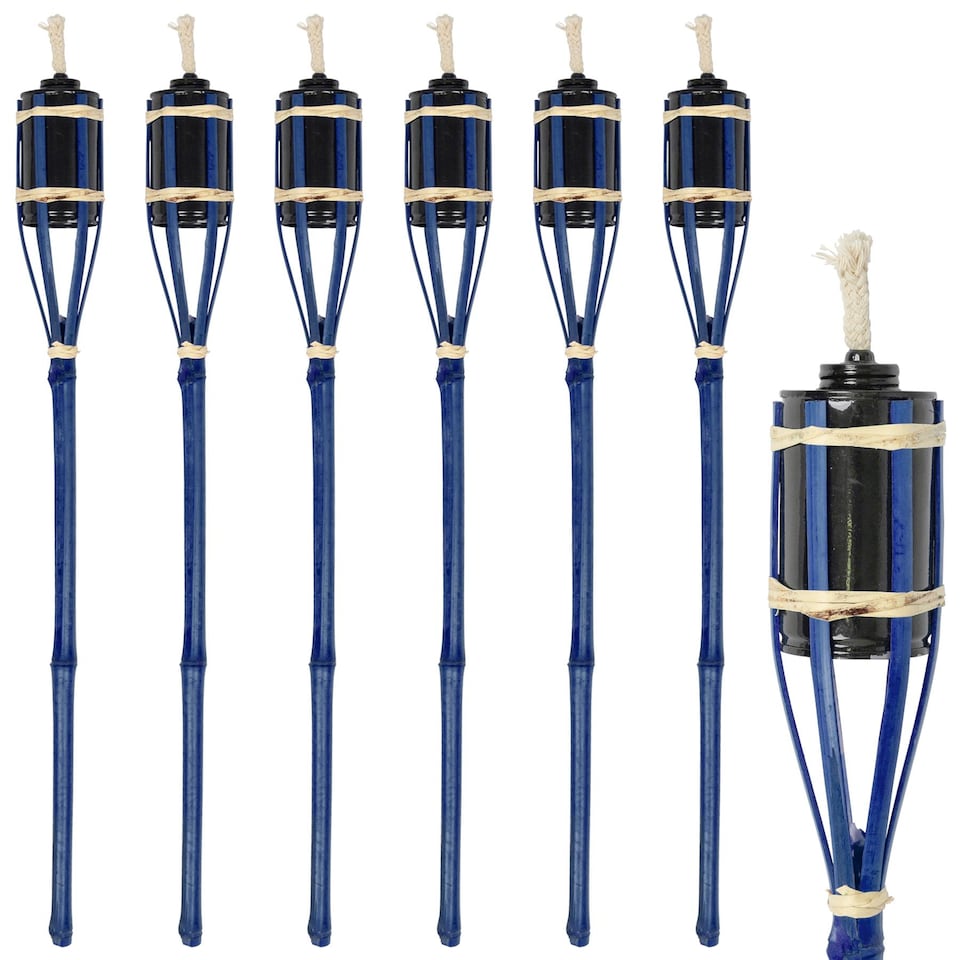 image 1 of Harbour Housewares Bamboo Garden Fire Torches - 60cm - Blue - Pack of 6
