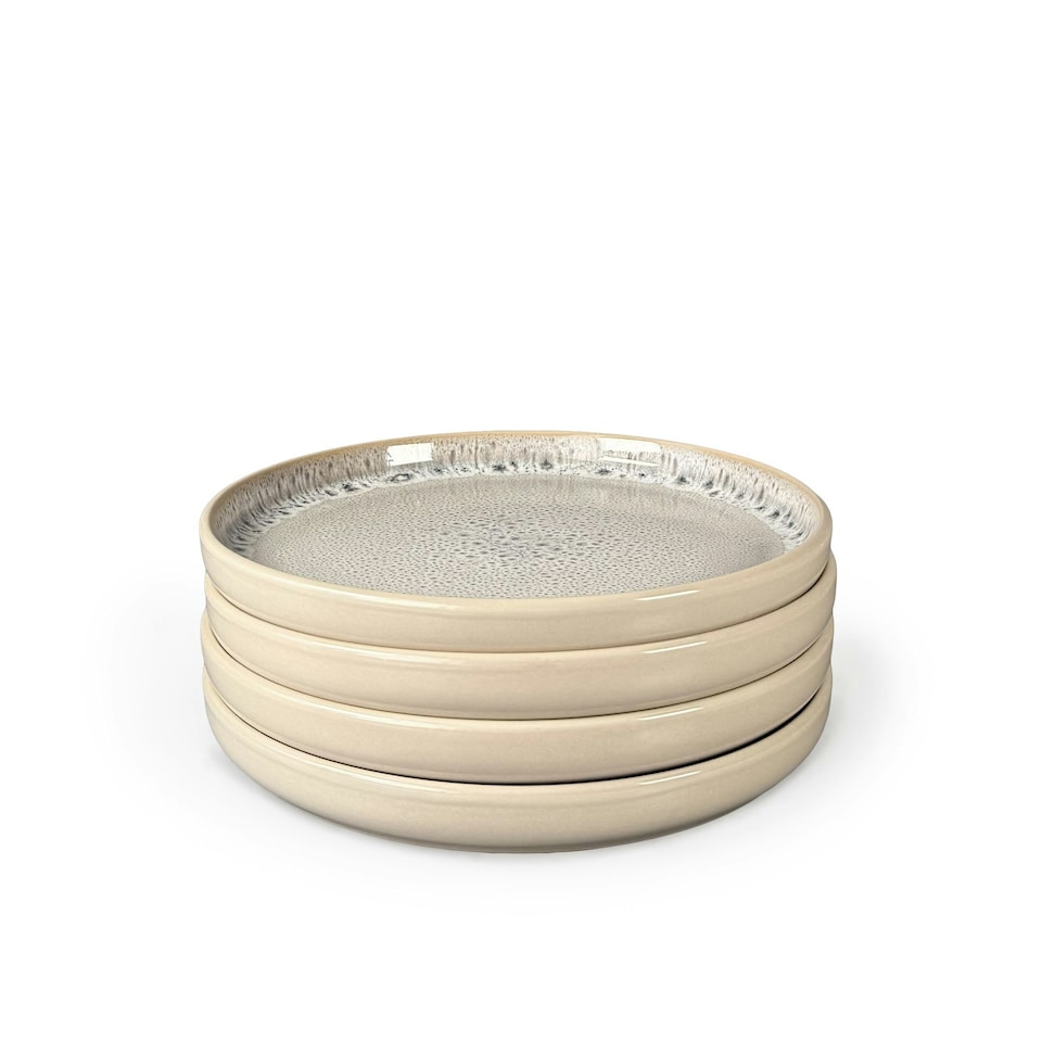image 1 of Scandi Home Set of Four Stockholm 20cm Oatmeal Artisan Glaze Ceramic Side Plates Cream