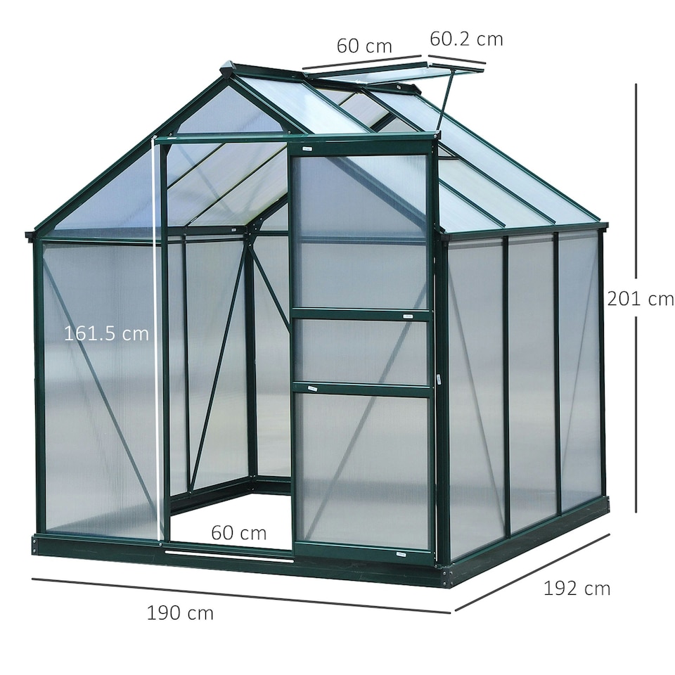 image 1 of Outsunny 6x6ft Walk-In Polycarbonate Greenhouse Plant Grow Galvanized