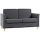 image 1 of HOMCOM 2 Seater Sofa, Compact Loveseat, Linen Upholstered Couch with Wood Legs and Armrest, Small Sofa for Living Room and Home Office Dark Grey