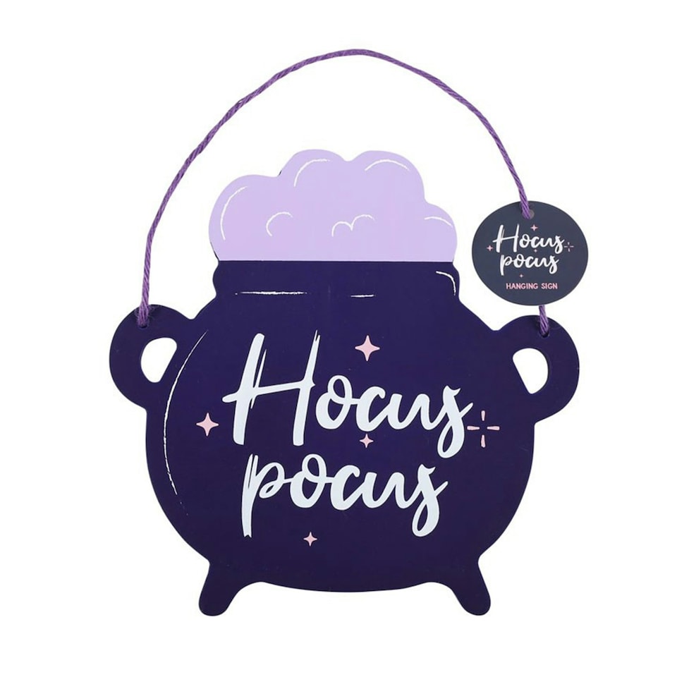 image 1 of Something Different Hocus Pocus Cauldron Hanging Sign - Purple - One Size