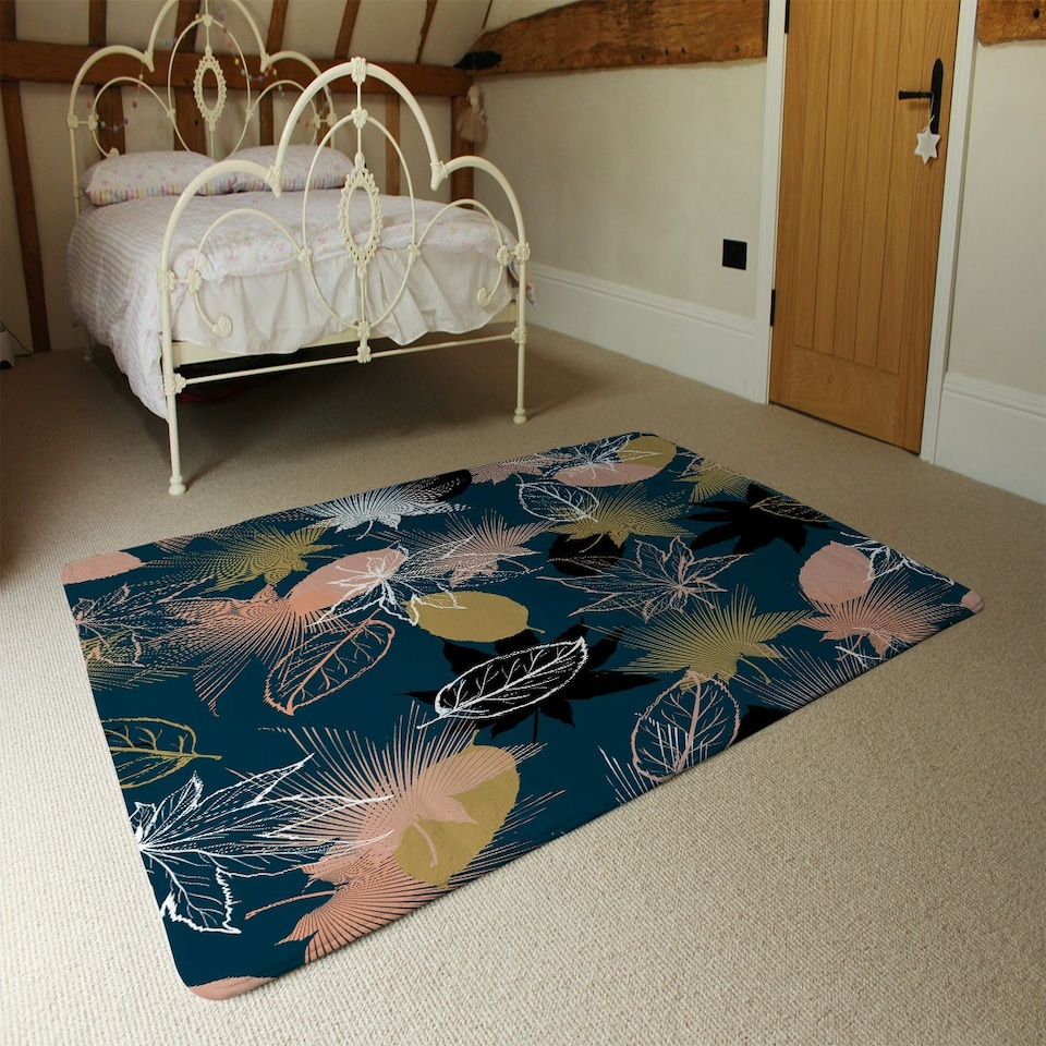image 1 of Maple Leaves (Rug) Blue | XL: 160x230cm