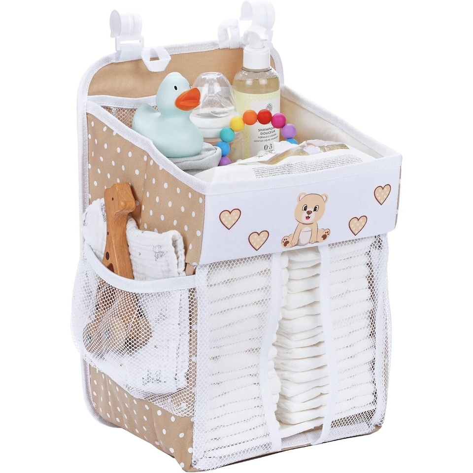 image 1 of Baby Nappy Caddy Organiser | Hanging Nursery Storage with Multiple Pockets