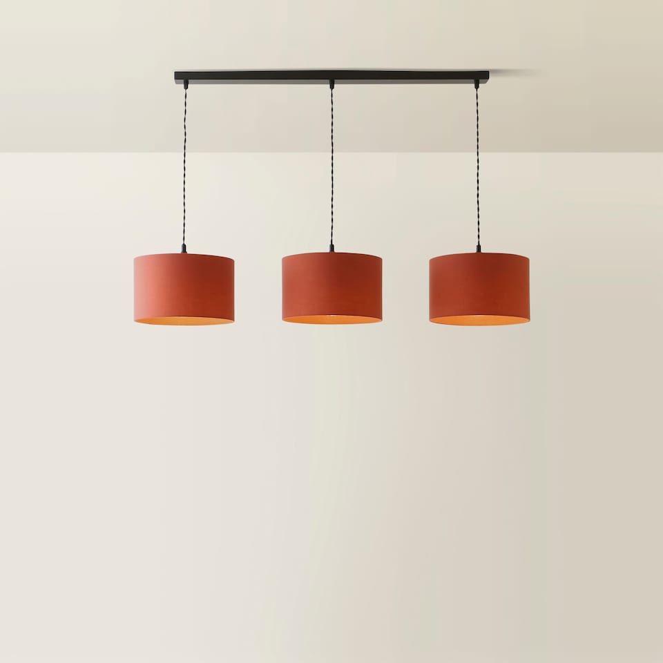 image 1 of ValueLights Shaw Matte Black 3 Drop Bar Rust Shades and Bulbs