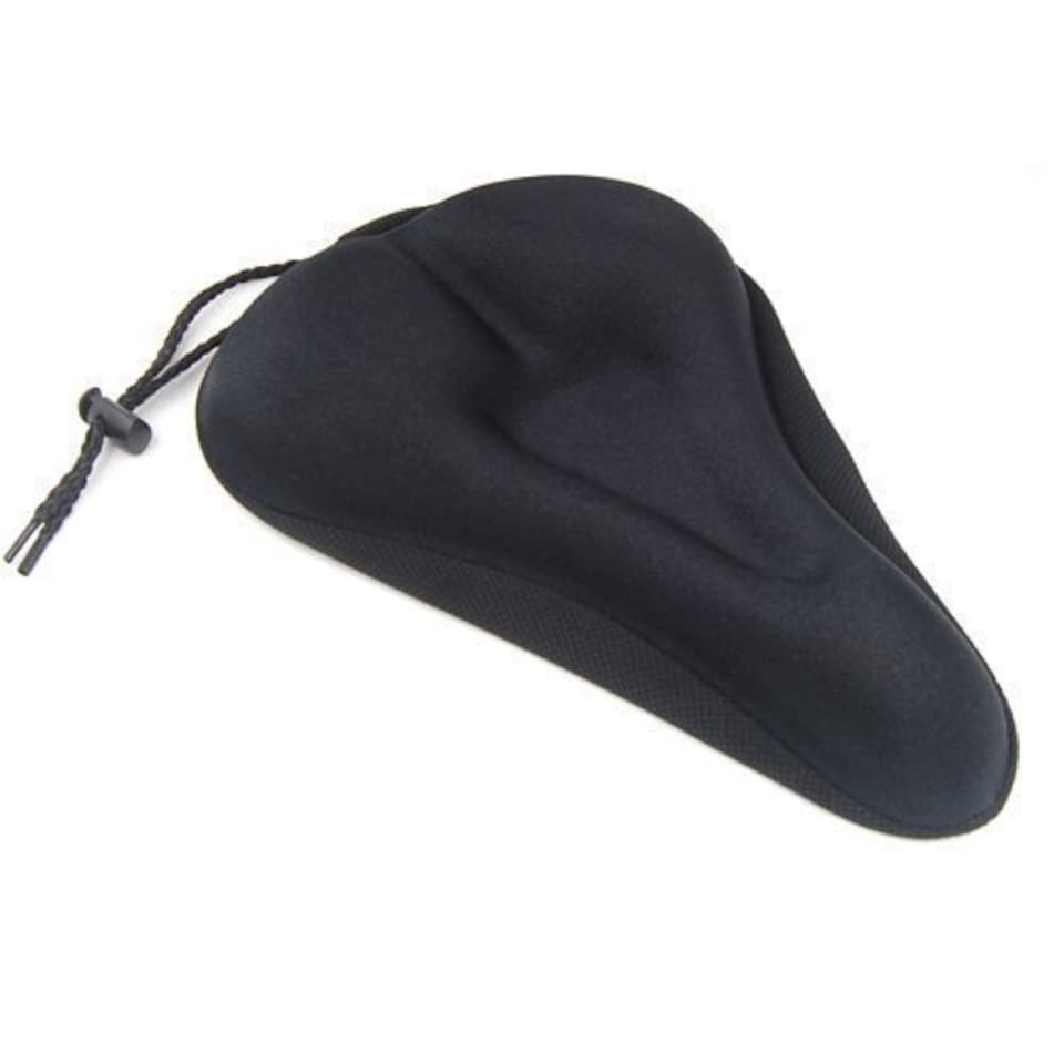 Extra Comfort Bicycle Seat Saddle Cover Gel Padded Lycra Bike Cushion with Drawstring for Cycling Exercise Bikes Gym Spinning 27cm
