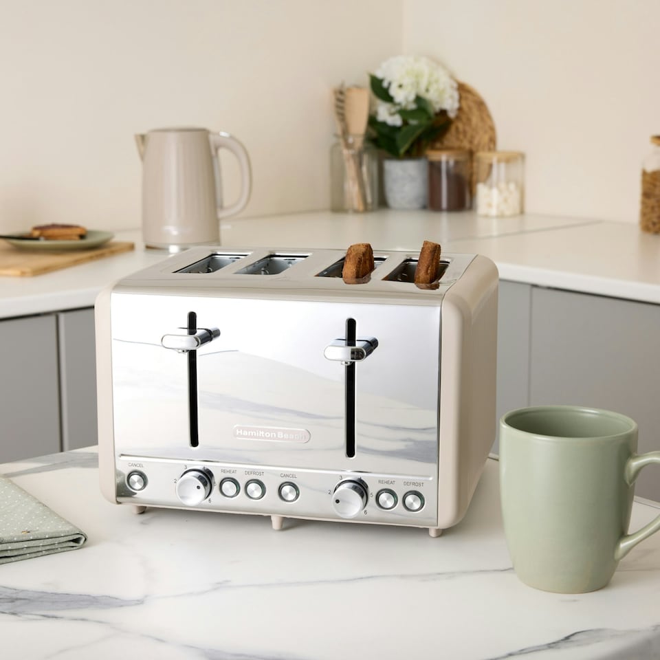 image 1 of Hamilton Beach Harmony Collection 1.7L Kettle & 4-Slice Toaster Set - Rapid Boil, 6 Browning Levels, Stylish Coffee-Inspired Design - Cappuccino