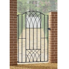 Abbey Modern Verona Tall Bow Top Single Gate - Solid Steel - Fits Gap of 880 mm x 1798 mm High - Electro Galv./Black Powder Coated | Black | 1