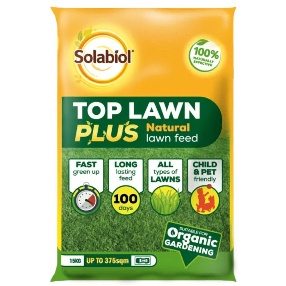 image 1 of Solabiol Top Lawn Plus Natural Child Pet Safe Feed Fertiliser 15kg - 375sqm