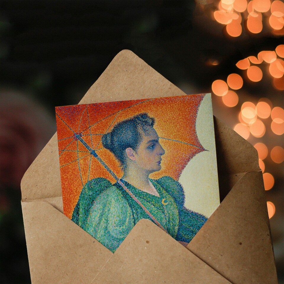 image 1 of Paul Signac Art Card Woman With An Umbrella Portrait