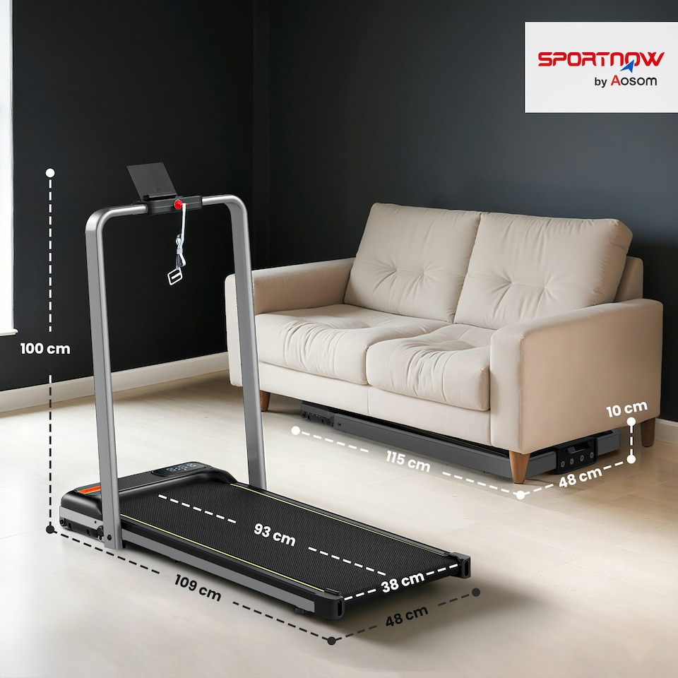 image 1 of SPORTNOW Folding Treadmill Under Desk Walking Pad with Incline, Silver Tone