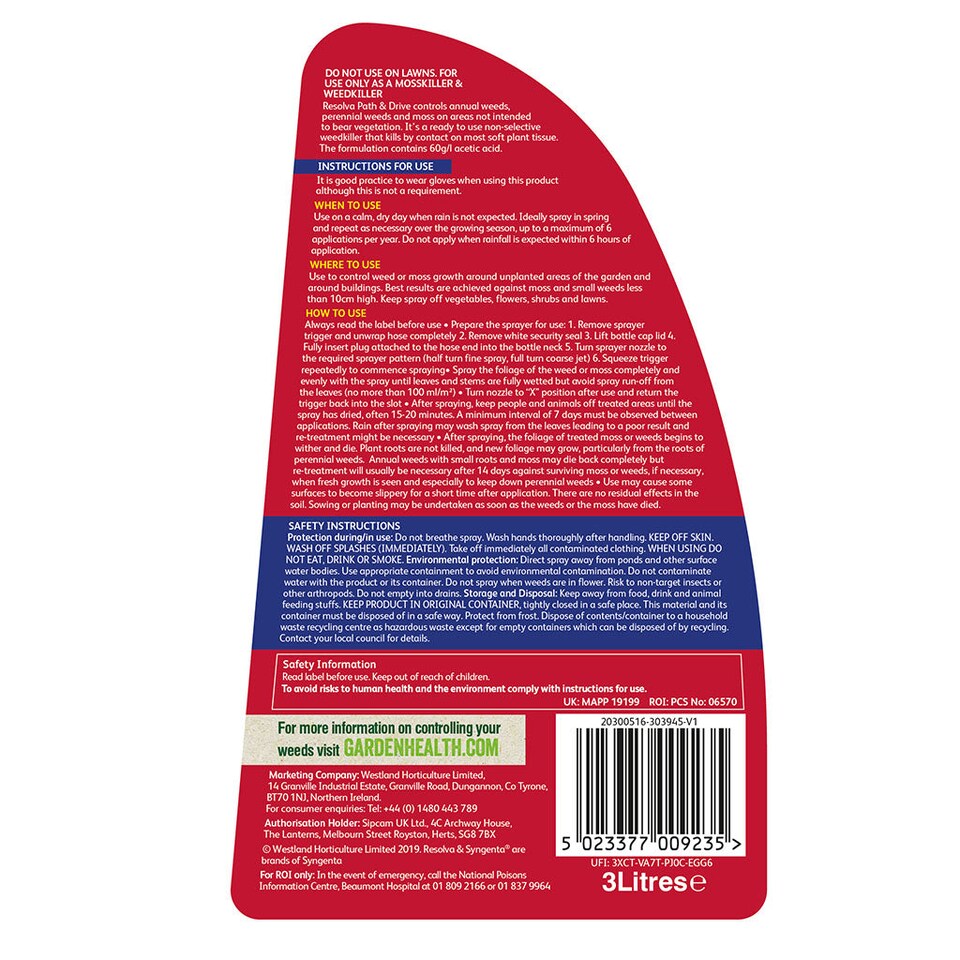 image 1 of Resolva Path & Drive Weedkiller - Ready-to-Use Pelargonic Acid Formula