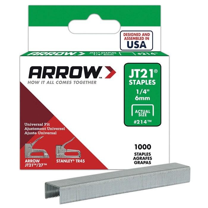Arrow JT21 Staples 6mm 1/4'' 1000pk - One Colour - One Size