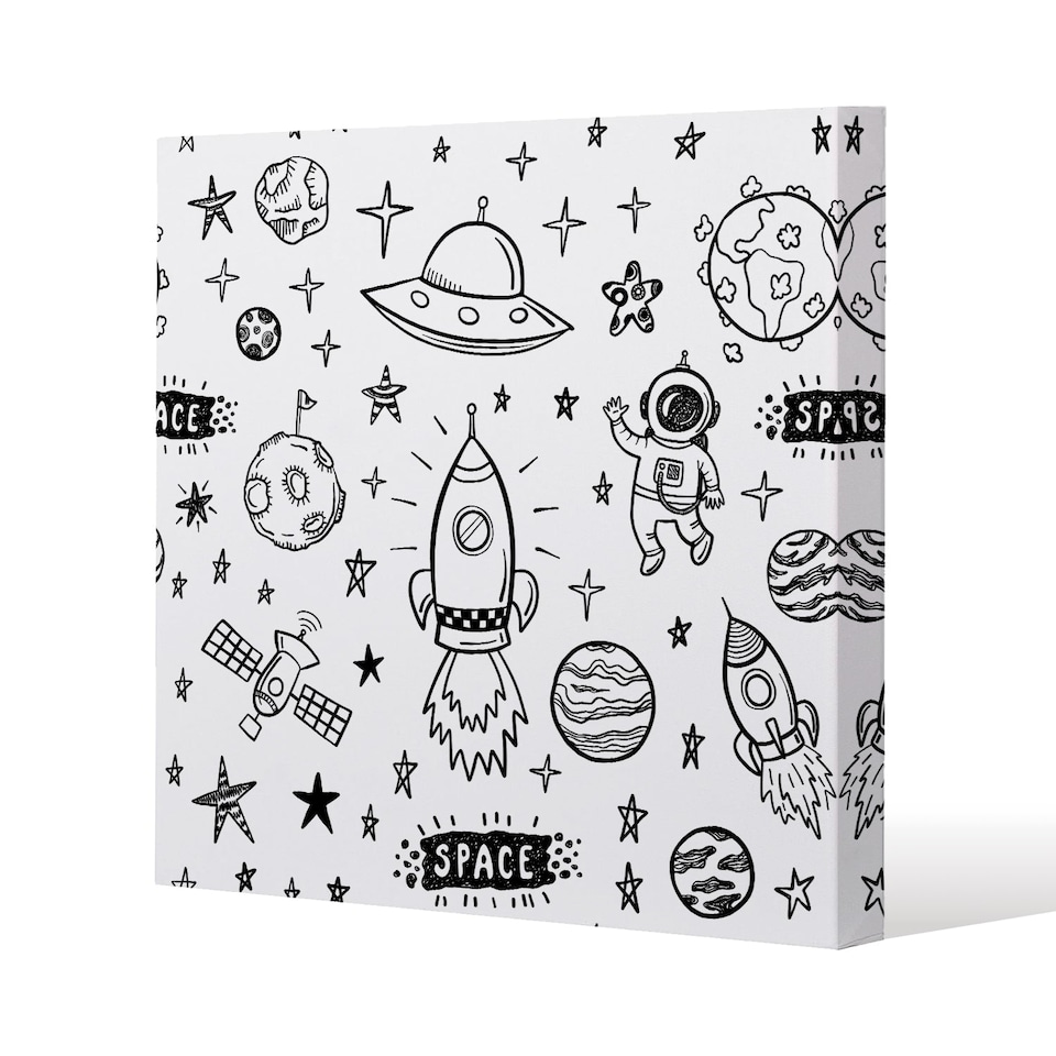 Doodle space (Canvas Print) / 90 x 90 x 4cm | Multi