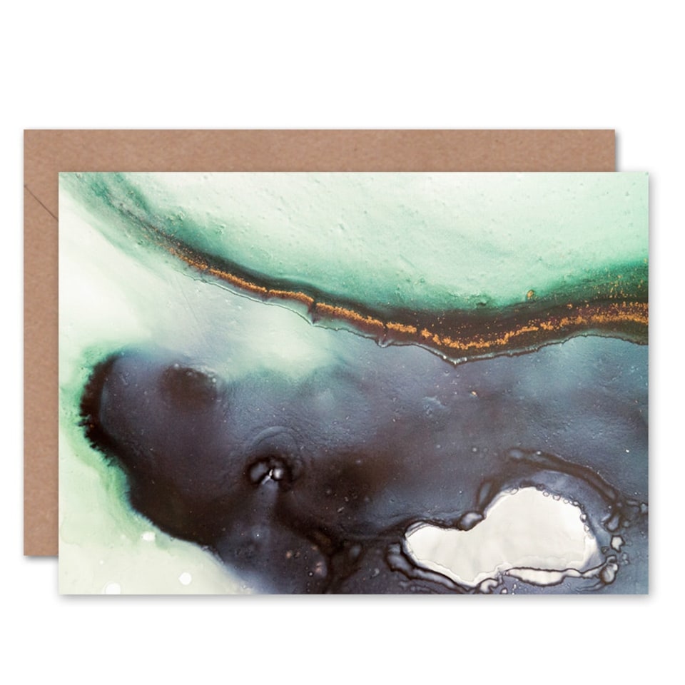 image 1 of Abstract Paint Green Art Blank Just to Say Card