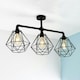 image 3 of ValueLights Industrial Satin Black 3 Way Bar Pipework Ceiling Light | Black