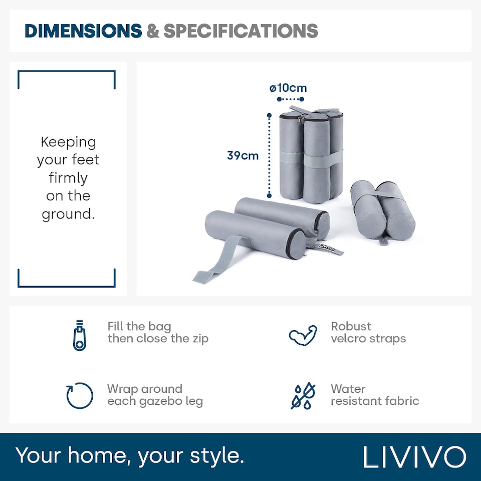 image 1 of Gazebo Sand Bags Set of 4 Grey