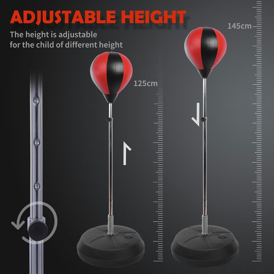 image 1 of HOMCOM Adjust Kids Training Boxing Punching Ball Bag Boxing Punching w/ Gloves Red