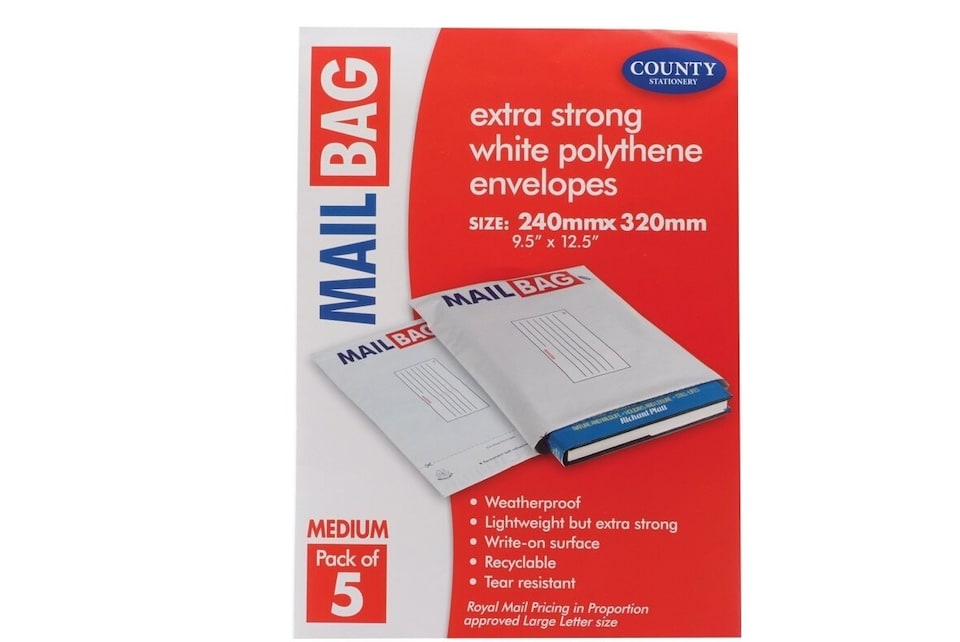 image 1 of Pack of 5 Medium Strong Polythene Mail Bag Envelopes
