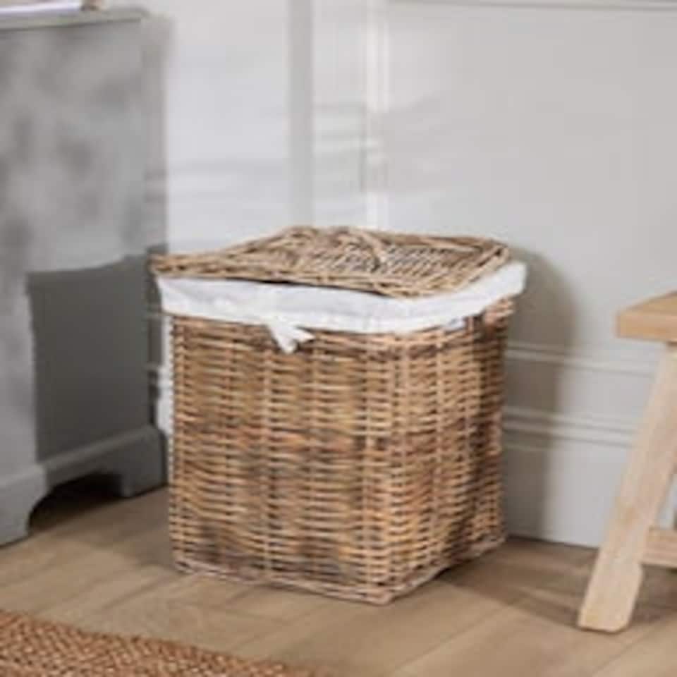 image 1 of Small Square Rattan Laundry Basket N/A
