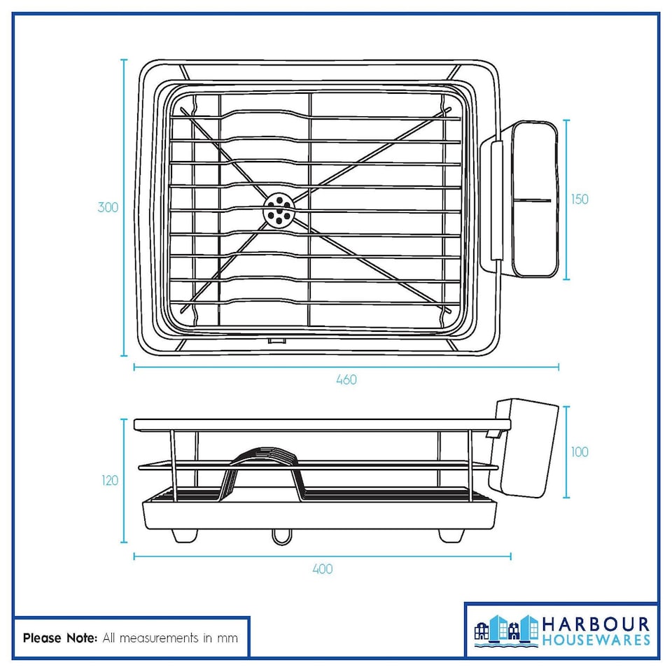image 1 of Harbour Housewares Metal Dish Drainer Rack with Drip Tray - Black | Black | Black