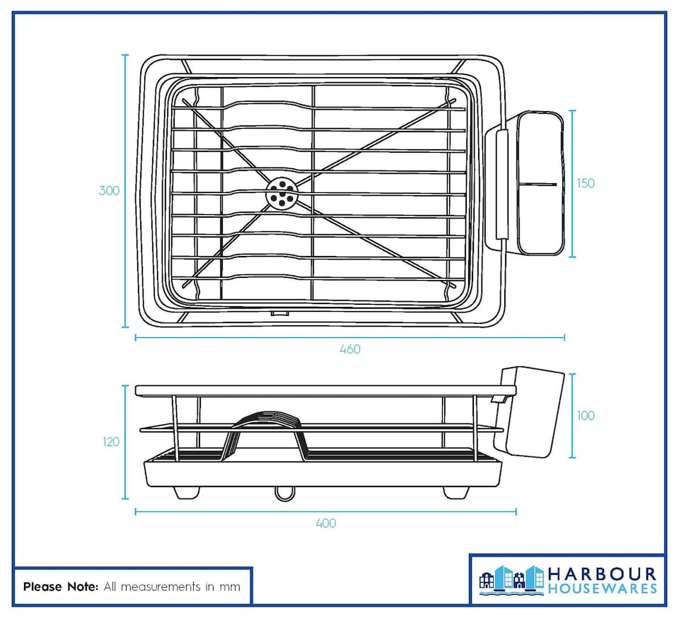 image 1 of Harbour Housewares Metal Dish Drainer Rack with Drip Tray - Black | Black | Black