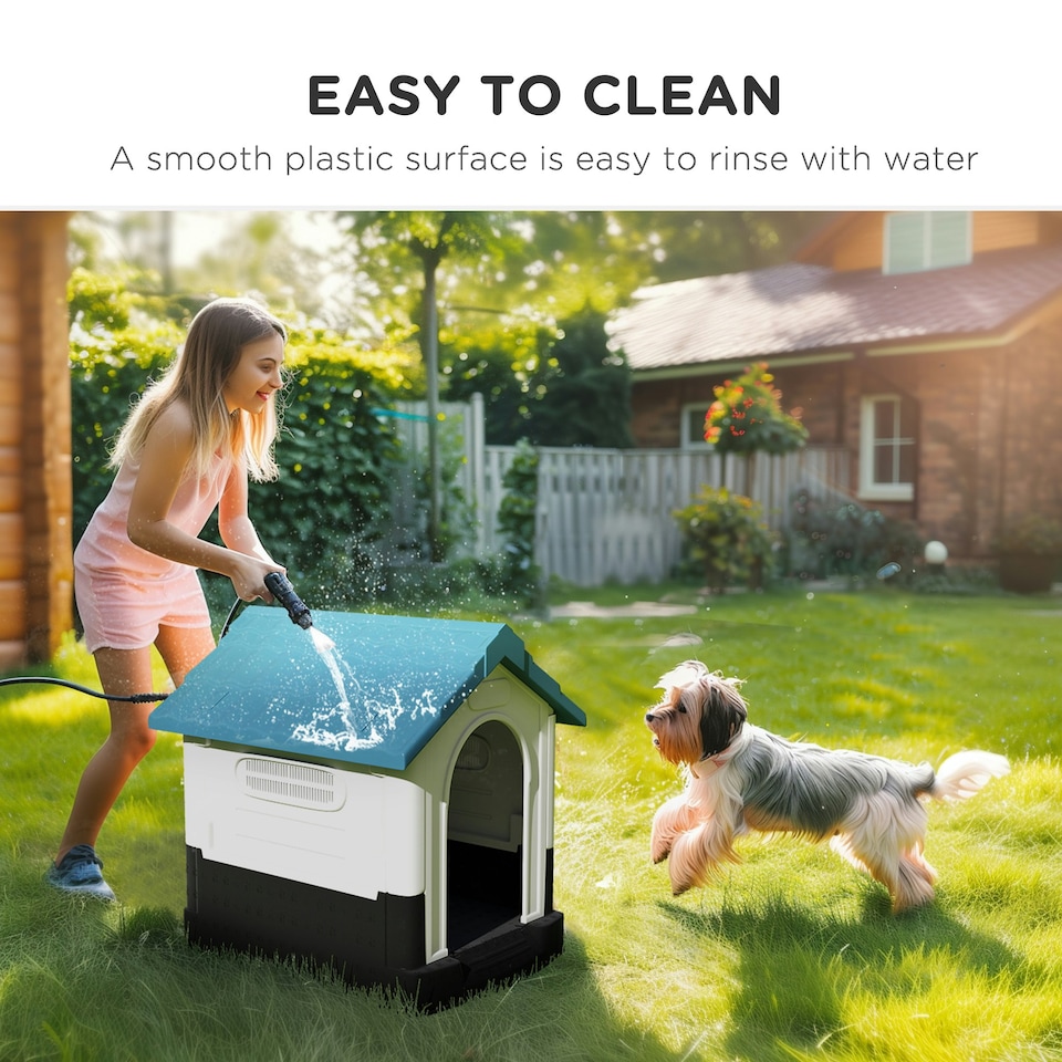 image 1 of PawHut Dog Kennel for Outside Plastic Dog House for XS Dogs, 64.5 x 57 x 66cm