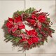 image 1 of Red Tartan Poinsettia Wreath 58cm