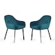 image 1 of Valencia Premium Teal Velvet Dining Chairs - Set of 2