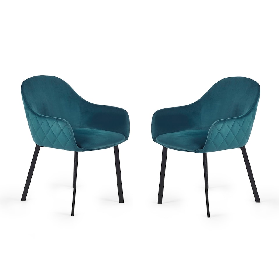 image 1 of Valencia Premium Teal Velvet Dining Chairs - Set of 2