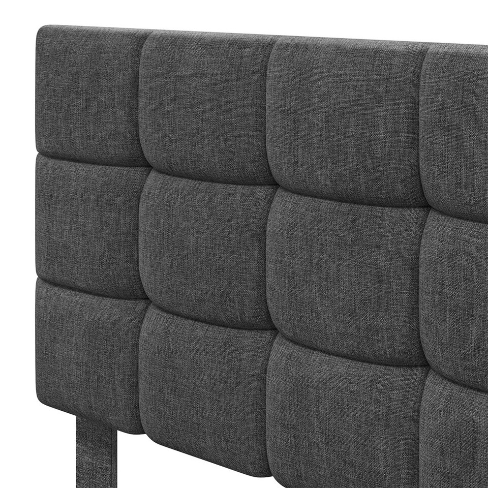 image 1 of Yaheetech 150 cm W × 200 cm L Upholstered Bed Frame Dark Grey