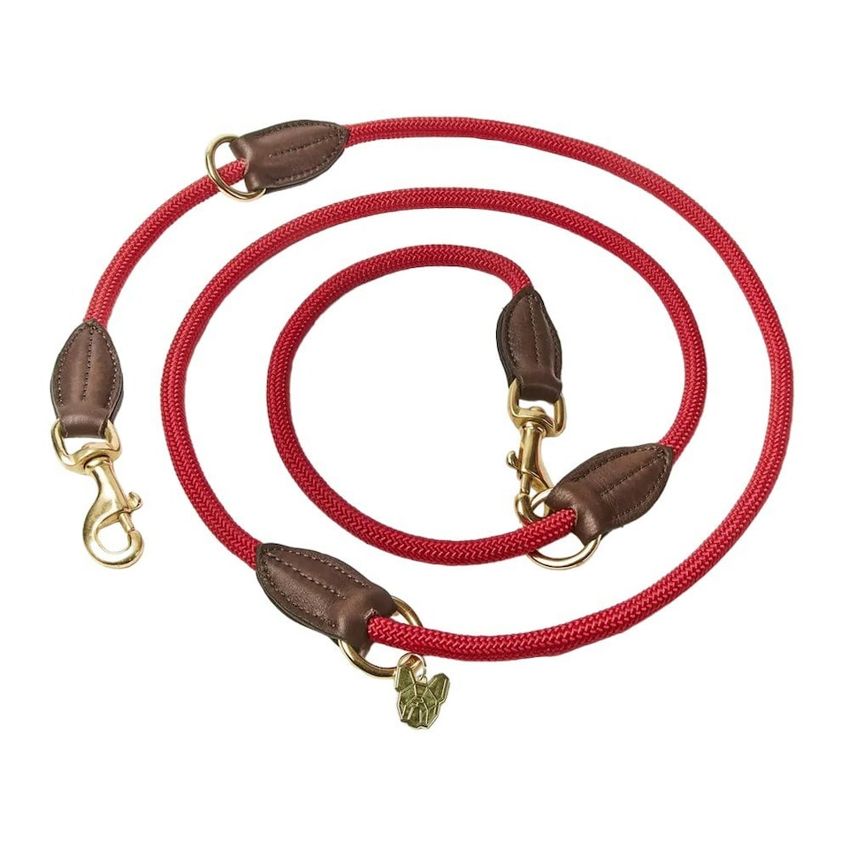 Digby & Fox Leather Dog Lead - Red - One Size