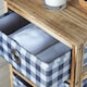 image 3 of Wooden Chest Of Storage Drawers Plaid Fabric Bedroom Organiser Coastal Style | Brown