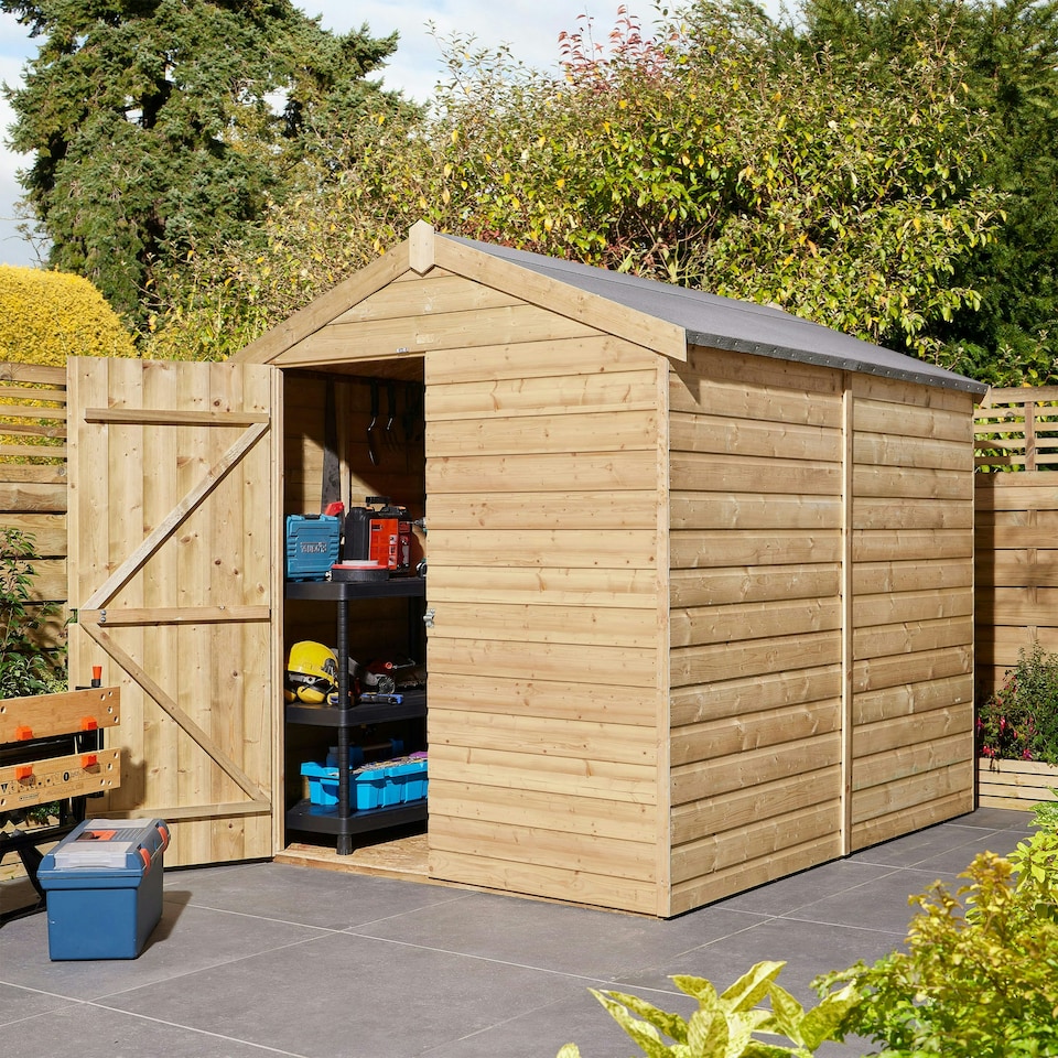 image 1 of Rowlinson Shiplap Apex Shed Single Door 8x6