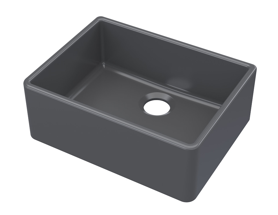 image 1 of Balterley Fireclay Kitchen Single Bowl Butler Sink | Grey | Soft Black | 1