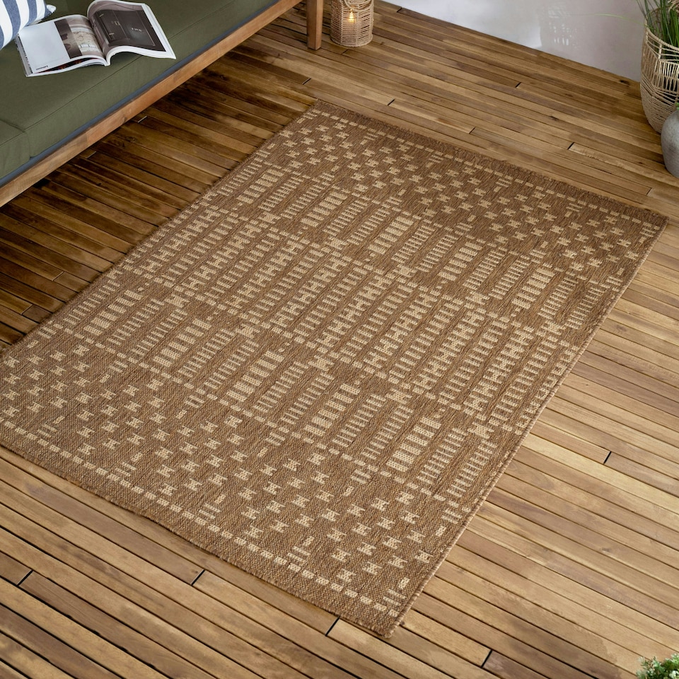 image 1 of Yard Seagrove Jute Effect Natural Indoor/Outdoor Rug | Brown | 140 cm x 200 cm