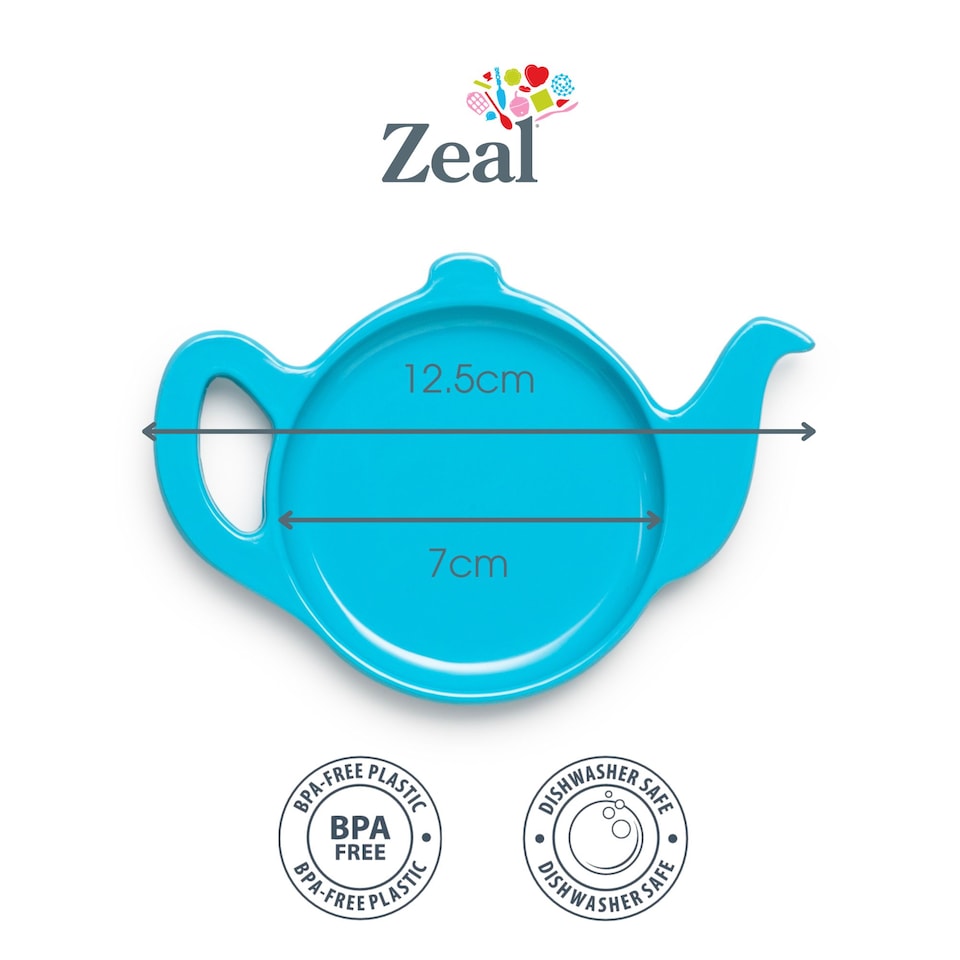 image 1 of Zeal Teapot Shaped Melamine Tea Bag Tidy Spoon Rest, Aqua