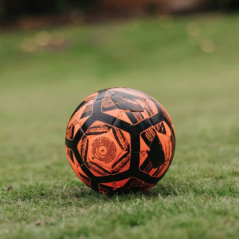 image 1 of Football Flick Size 4 Football – Training and Match Ball – Highly Durable with Shape Retention - Unique Orange and Black Design