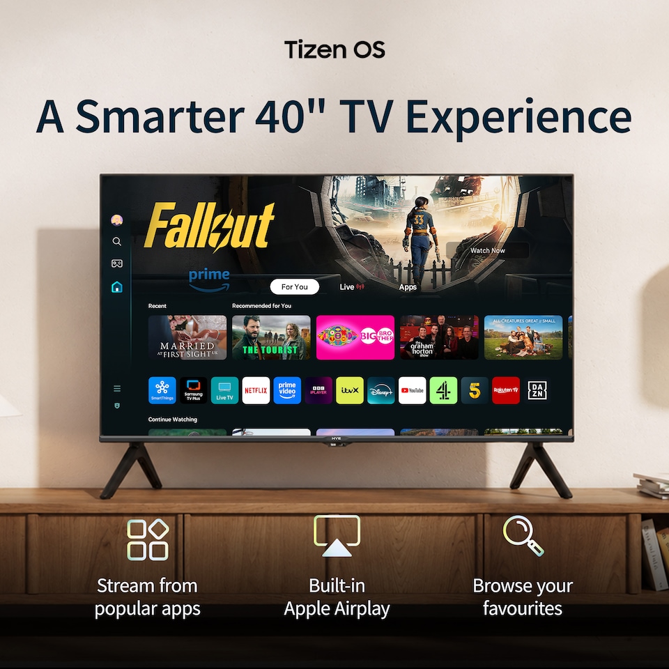 image 1 of HYE 40" Inch Full HD 2K Tizen OS WiFi Frameless Smart TV - 40FHDS1008
