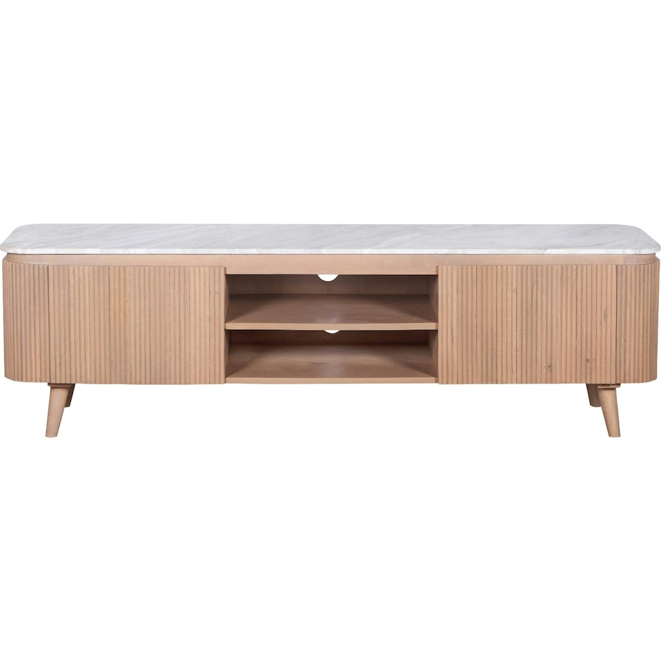 image 1 of Bundi Natural Marble & Wood Large Tv Cabinet Brown