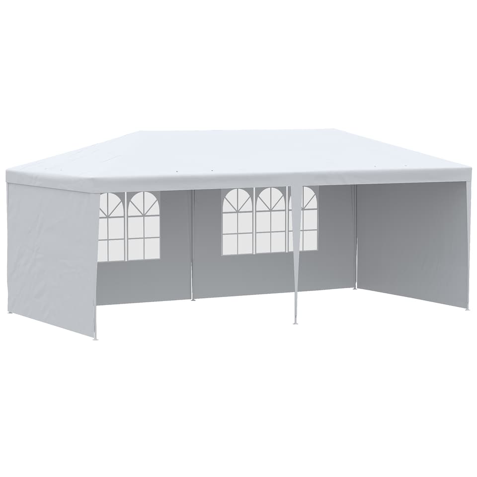 image 1 of Outsunny 6m x 3m Garden Gazebo Marquee Canopy Party Tent Canopy Patio White