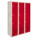 image 2 of 3 x Metal Storage Lockers - Four Doors, Red - Flatpack Red