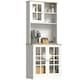 image 6 of HOMCOM 72" Kitchen Solid Storage Sideboard Cabinet with Glass Door, White