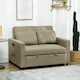 image 2 of HOMCOM 2 Seater Sofa Bed, 120 cm Convertible Bed Settee, Modern Fabric Loveseat Sofa Couch with 2 Cushions, Side Pockets for Living Room, Guest Room, Light Brown