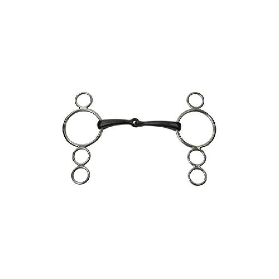 JP Korsteel Sweet Iron Jointed 3 Ring Dutch Gag Bit - Silver - 5.5in