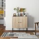 image 6 of HOMCOM Embossed Arrow Storage Cabinet w/ Adjustable Shelf Metal Frame Handles